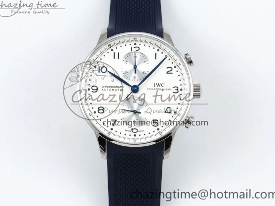 MIROTIME 0211 Casual Portuguese Chrono IW3716 Z+F 1:1 Best Edition White Dial on Blue Rubber Strap A 7016